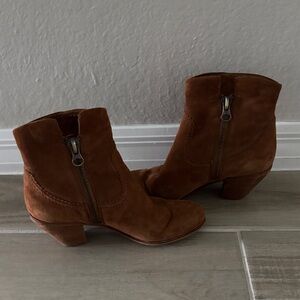 Sam Edelman Chestnut Suede Ankle Booties with Side Zips
